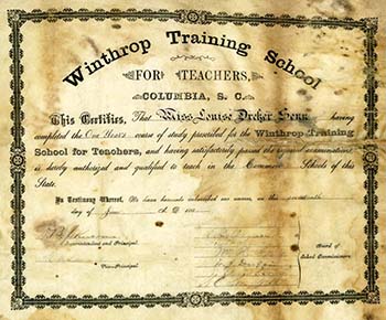 a diploma from winthrops first commencement in 1887