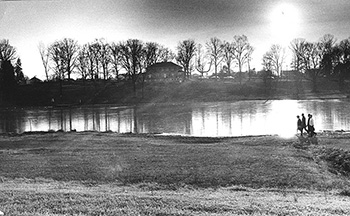 black and white landscape photo of winthrop lake