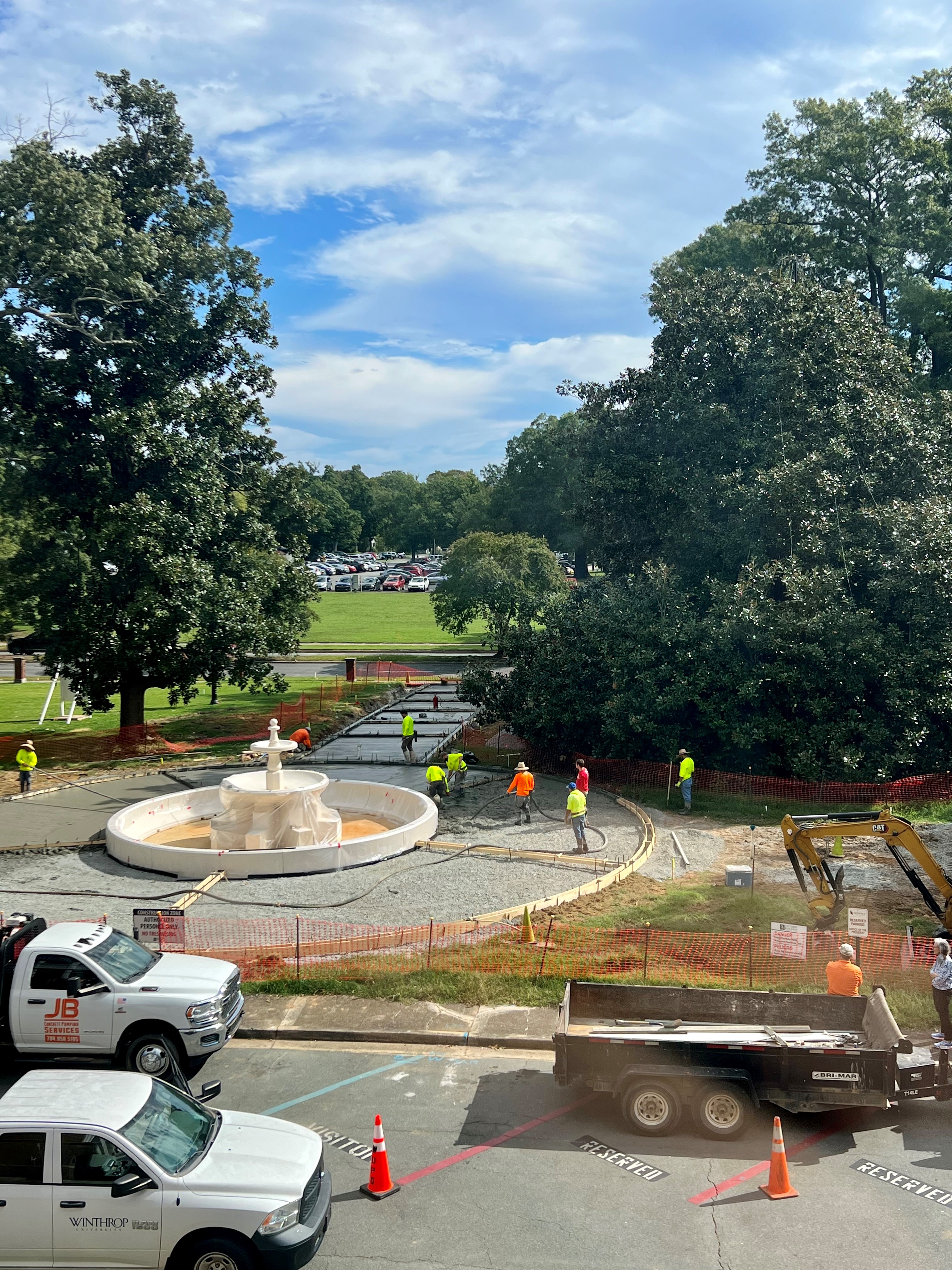 Progress photo of the fountain construction