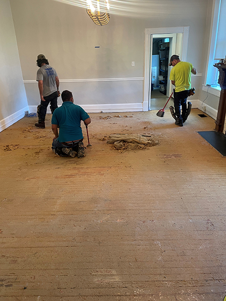 Progress photo of the Stewart House renovations
