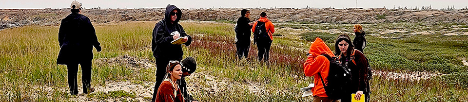 Students collect data on coastal ecosystems in the Hudson Bay.