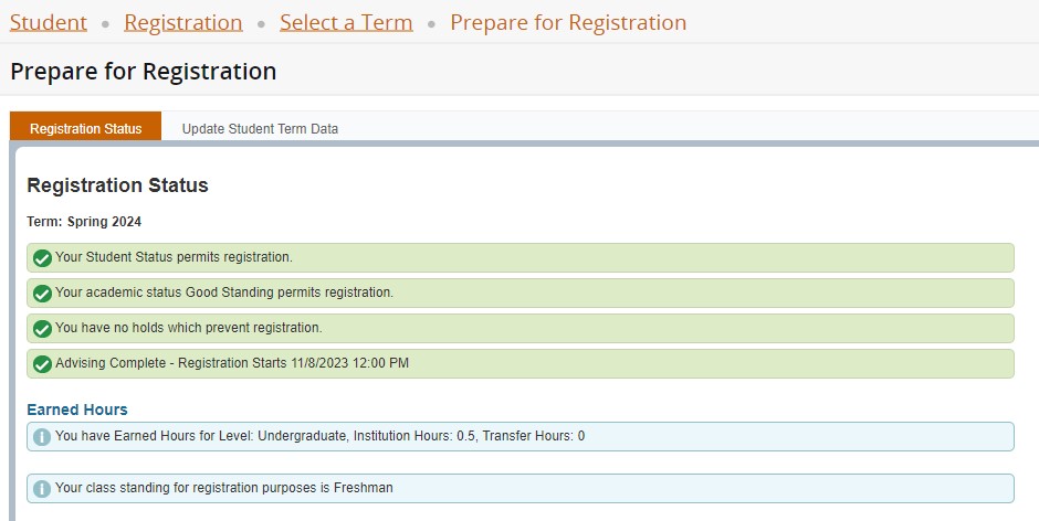 prepare for registration screenshot