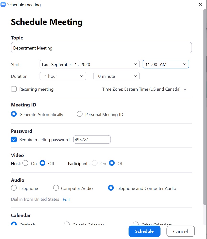 Schedule Zoom Meeting Desktop